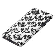 Black and White Damask Pattern iPod Case-Mate Cases