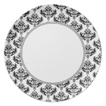 Black and white damask plate