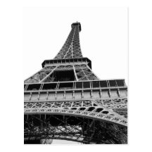 Black and White Eiffel Tower Post Card