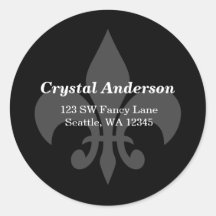 Black and White Fleur-De-Lis Custom Address Label Sticker