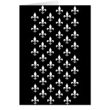 Black and White Fleur de Lis Pattern Card