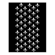 Black and White Fleur de Lis Pattern Postcards