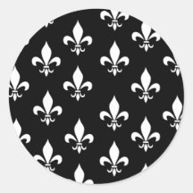 Black and White Fleur de Lis Pattern Sticker
