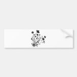 Black and White Floral Burst Bumper Stickers