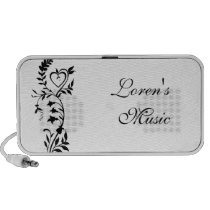 Black and white floral with heart speakers