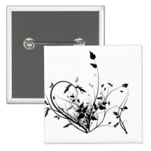 Black And White Flowers Button