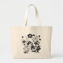 Black and White Flowers Canvas Bag