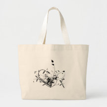 Black And White Flowers Canvas Bags