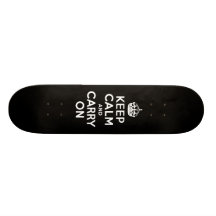 Black and White Keep Calm and Carry On Skateboard Decks