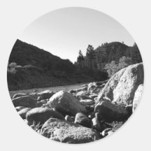 Black And White Landscape 4 Round Sticker