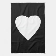 Black and White Love Heart Design. Towel