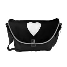 Black and White Love Heart Design. Courier Bags