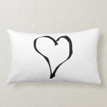 Black and White Love Heart Design. Throw Pillow