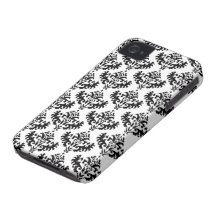 Black and White Luxurious Damask Pattern iPhone 4 Case-Mate Case