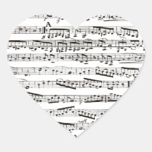 Black and white musical notes heart stickers