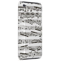 Black and white musical notes iPod touch cases