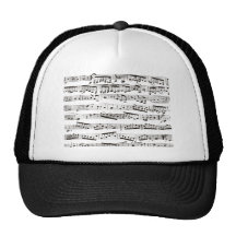 Black and white musical notes mesh hats