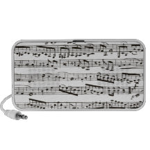 Black and white musical notes mp3 speakers