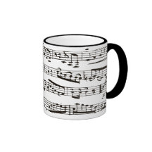 Black and white musical notes mug
