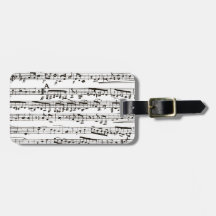 Black and white musical notes tag for luggage