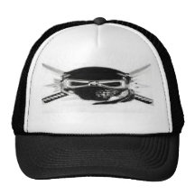 black and white ninja skull mesh hat