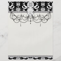 black and white ornate funky damask personalised flyer