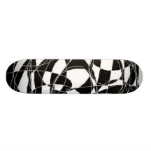 black and white pattern skate board deck