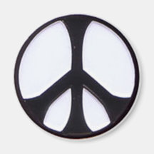 Black and White Peace Symbol Refrigerator Magnet