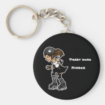 Black and White Roller Derby Jammer Customisable Key Chain