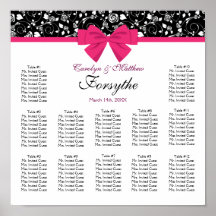Black and White Roses Pink Bow Print