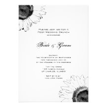 Black and White Sunflower Post Wedding Brunch Personalised Invitation