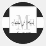 Black and White Three Monogram Wedding Seal Stickers
