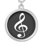 Black and White Treble Clef Music Necklace