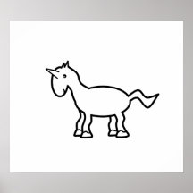Black and white unicorn poster