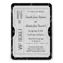Black and White VIP Wedding Ticket Invitations