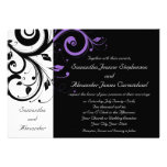 Black and White with Purple Swirl Accent Invites