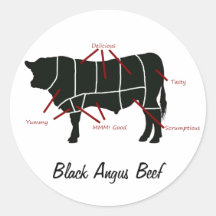 Black Angus Beef  Butcher Chart - Tasty Yummy Stickers