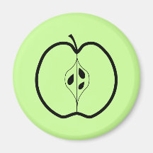 Black Apple Line Illustration. Fridge Magnet