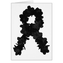 Black Awareness Ribbon Flowers Cards