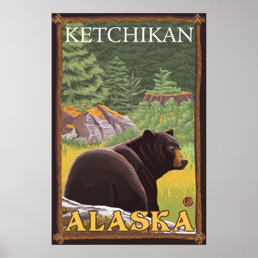 Black Bear in Forest - Ketchikan, Alaska Poster