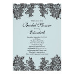 Black & Blue Modern Lace Floral Bridal Shower Personalized Invite