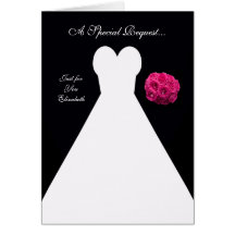 Black Bridesmaid Invitation Card -- Bridal Gown