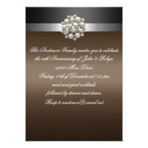 Black & Brown Pearl wedding anniversary Invitation