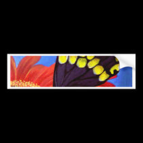 Black Butterfly Daisy Painting - Multi bumper stickers