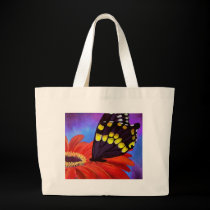 Black Butterfly Daisy Painting - Multi bags