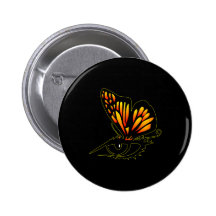 Black Butterfly Eye Pinback Buttons