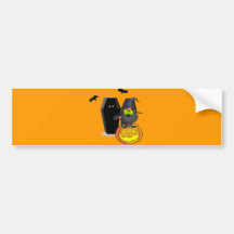 Black Cat and Coffin Halloween Bumper Sticker