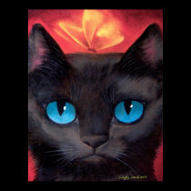 Black Cat Butterfly Painting - Poster posters