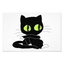 Black cat cartoon photo print