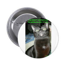 BLACK CAT , DON'T EXPECT ME TO APOLOGIZE BUTTON